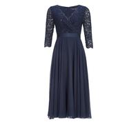 SWING - Cocktailkleid aus Material-Mix navy - Gr. - 36