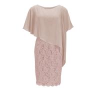 Swing Knielanges Cocktailkleid im Double-Layer-Look in Altrosa, Größe 38