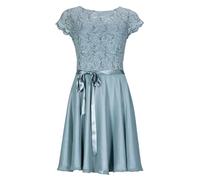 SWING Cocktailkleid mit Spitzenbesatz und Bindegürtel in Bleu, Größe 38