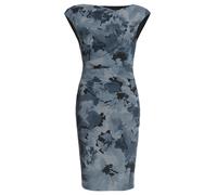 SWING - Etui Kleid aus bedrucktem Ottoman mit Drapierung navy/multi, 5OS