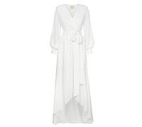 Swing Fashion Damen Langes Kleid | Elegantes Kleid | Festliches Kleid | Partykleid | Abendkleid | Hochzeitskleider | Abschlussballkleid | Ballkleid | Maxikleid | Langarm | Weiß | 40 (L)