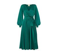 Swing Fashion Midikleid Damen | Elegantes Kleid | Festliches Kleid | Partykleid | Abendkleid | Hochzeitskleider | Abschlussballkleid | Ballkleid | V-Ausschnitt | Langarm | Grün | 40 (L)