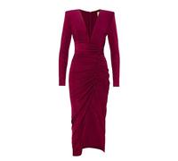 Swing Fashion Phänomenal Kastanienbraunes Tailliertes Nicol Midikleid mit Langen Ärmeln 36(S) | Ideal für eine Party, einen Abend mit Freunden