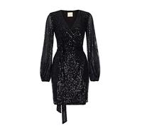 Swing Fashion Women's INES | Schwarz Minikleid Damen | Elegantes Festliches Partykleid | Abendkleid | Hochzeitskleider | Glänzendes Kurzkleid | Glitzer Kleid | Sexy | Langarm 42 (XL)