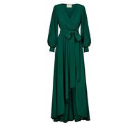 Swing Fashion Women's Irmina Damen Langes Elegantes Festliches Kleid | Partykleid | Abendkleid | Hochzeitskleider | Abschlussballkleid | Ballkleid | Maxikleid | Langarm | Grün | 42