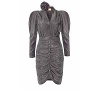 Swing Fashion Women's Laura Rose Damen Glitzerkleid | Elegantes Festliches Partykleid | Sommerkleid | Abendkleid | Cocktailkleider | Bodycon Kleid | Sexy | V-Ausschnitt | Langarm | Silber | 40, L