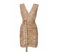 Swing Fashion Women's Sparkle Minikleid Damen | Elegantes Festliches Partykleid | Abendkleid | Hochzeitskleider | Kleid mit Pailletten | Kurzkleid | Glitzerkleid | Ärmellos | Gold | 40 (L)