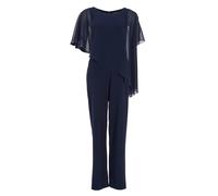 SWING - Jumpsuit aus Crepe Jersey mit Chiffon Überwurf navy, 4OS