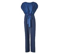 Swing Jumpsuit aus Material-Mix mit Rundhalsausschnitt Dunkelblau Größe 36