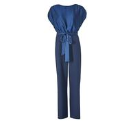 Swing Jumpsuit aus Material-Mix mit Rundhalsausschnitt Navy Größe 38