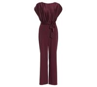 Swing Jumpsuit mit Bindegürtel in Bordeaux, Größe 38