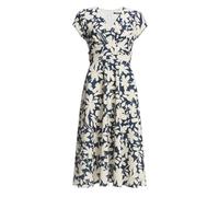 SWING - Midi Kleid aus bedrucktem Scuba navy / ivory - Gr. - 46