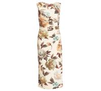 SWING - Midi Kleid aus bedrucktem Scuba mit Drapierung champagne beige/chocolate brown, 4OS