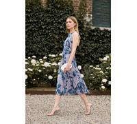 SWING - Midi Kleid mit diagonaler Drapierung aus bedrucktem Plissee Jersey mauve / multi - Gr. - 42