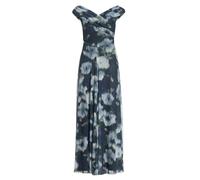 SWING - Robiges Abendkleid aus Mesh mit Ikat Druck und Drapierung navy / multi - Gr. - 46