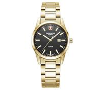 Swiss Alpine Military Damenuhr Argos 7767.1117 Analog-Quarz Edelstahl 34 mm Gold/Schwarz