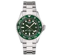 Swiss Alpine Military Herren-Armbanduhr Analog Quarz Edelstahl GMT 7052, Stahl/Grün/Grün - 1134sam, Armband