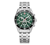 Swiss Alpine Military Herren-Armbanduhr Chronograph Analog Quarz 7034.9 Edelstahl, Stahl/Stahl/Grün - 9138sam, Armband