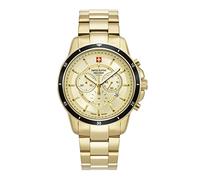 Swiss Alpine Military Herren-Armbanduhr Chronograph Analog Quarz Edelstahl 7089.9, Gold/Schwarz/Weiß - 9111sam, Armband