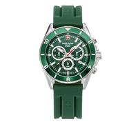 Swiss Alpine Military Herren-Armbanduhr Chronograph Analog Quarz Silikon 7034.9, Stahl/Grün/Grün - 9834sam, Riemen
