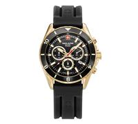 Swiss Alpine Military Herren-Armbanduhr Chronograph Analog Quarz Silikon 7034.9, Gold/Schwarz/Schwarz - 9817sam, Riemen