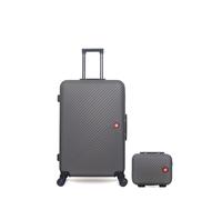 SWISS KOPPER SWISS KOPPER - 2er-Pack: Großer Koffer und Kosmetikkoffer SPIEZ - dunkelgrau