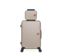 SWISS KOPPER SWISS KOPPER - 2er-Pack: Mittelgroßer Koffer und Kosmetikkoffer SPIEZ - grau