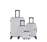 SWISS KOPPER SWISS KOPPER - 4er-Pack - Großer Koffer, Handgepäck, Handgepäck XXS und Kosmetikkoffer SPIEZ - grau