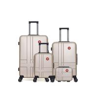 SWISS KOPPER SWISS KOPPER - 4er-Pack - Großer Koffer, mittelgroßer Koffer, Handgepäck XXS und Kosmetikkoffer USTER - beige