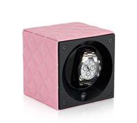 Swiss Kubik Uhrenbeweger Leder Masterbox - Pinke Raute / Weiße Ziernaht