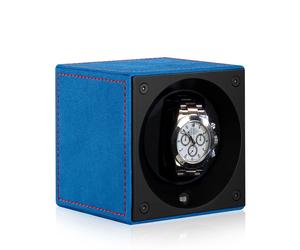 Swiss Kubik Uhrenbeweger Velour Passion Masterbox - Blau / Rote Ziernaht