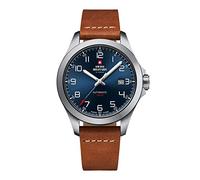 Swiss Military by Chrono Herren Uhr Armbanduhr Automatik Uhrwerk mit Lederarmband Analoge Herrenuhr Silber SMA34077.03