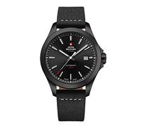 Swiss Military by Chrono Herren Uhr Armbanduhr Automatik Uhrwerk mit Lederarmband Analoge Herrenuhr Schwarz SMA34077.10