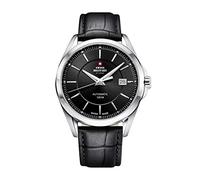 Swiss Military by Chrono Herren Uhr Armbanduhr Automatik Uhrwerk mit Lederarmband Analoge Herrenuhr Silber SMA34085.13