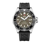 Swiss Military by Chrono Herren Uhr Armbanduhr Automatik Uhrwerk mit Silikonarmband Analoge Herrenuhr Silber Schwarz SMA34092.08