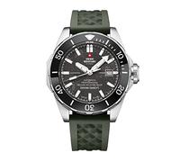 Swiss Military by Chrono Herren Uhr Armbanduhr Automatik Uhrwerk mit Silikonarmband Analoge Herrenuhr Silber Schwarz SMA34092.09