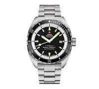 Swiss Military by Chrono Herren Uhr Armbanduhr Automatik Uhrwerk mit Titan Metallarmband Analoge Herrenuhr Silber Schwarz SMA34100.02