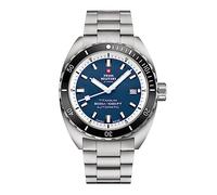 Swiss Military by Chrono Herren Uhr Armbanduhr Automatik Uhrwerk mit Titan Metallarmband Analoge Herrenuhr Silber Blau SMA34100.03