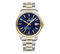 Swiss Military by Chrono Herren Uhr Armbanduhr Quarzwerk mit Edelstahl Metallarmband Analoge Herrenuhr Blau Gold SM30200.06
