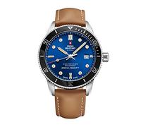 Swiss Military by Chrono Herren Uhr Armbanduhr Quarzwerk mit Lederarmband Analoge Herrenuhr Silber SM34088.05