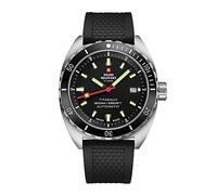 Swiss Military by Chrono Herren Uhr Armbanduhr Titan Automatik Uhrwerk mit Kautschukarmband Analoge Herrenuhr Silber Schwarz SMA34100.06