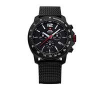 Swiss Military by Chrono Herren Uhr Chronograph Quarzuhrwerk mit Stoffarmband Analoge Herrenuhr Armbanduhr Schwarz SM34033.06