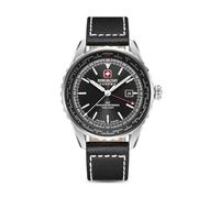 Swiss Military Hanowa Men's Wristwatches Analog Watches Leather/Stainless Steel Black 42mm GMT Armbanduhr Herren