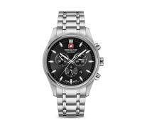 SWISS MILITARY HANOWA - AIRMAN FIRST CLASS - Chronograph - Metallarmband - silver - black dial - Uhr