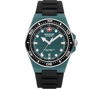Swiss Military Hanowa Herren Armbanduhr Ocean Pioneer in der Farbe Schwarz-Grün, Bandmaterial: Kautschuk, Gehäusedurchmesser: 45mm, Saphirglas, SMWGN0001185