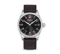 Swiss Military Hanowa Herren-Armbanduhr Thunderbolt 43mm Schwarz mit dunkelbraunem Echtleder-Proband