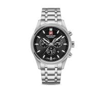 Swiss Military Hanowa Herrenuhr Airman First Class Chronograph Edelstahl 42 mm Schwarz Saphirglas