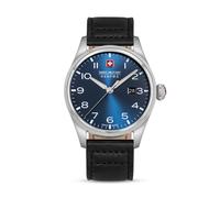 Swiss Military Hanowa Unisex Analog Armbanduhr Leder Blau Herrenuhr Chronograph Quarz Uhr