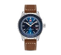 Swiss Military Hanowa Men's Wristwatches Analog Watches Leather/Stainless Steel Blue 42mm Swiss Made Herrenuhr Chronograph Armbanduhr Leder Armbänder