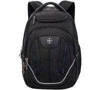 Swissdigital Rucksack für Damen und Herren mit USB-Ladeanschluss/RFID-Schutz, wasserabweisend, für Reisen mit 39,6 cm (15,6 Zoll) Laptops, Schwarz